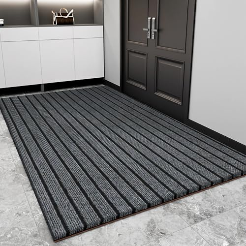 YSPZDQ Felpudo Entrada Casa, Felpudo, Alfombra Antideslizante, Felpudo Exterior - Absorbente, Antideslizante, Atrapa Polvo y Suciedad, Suave De Interior/Exterior, Peluche(Gray,120 x 150cm)