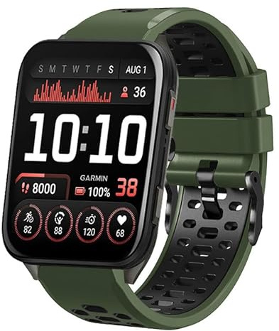 QJONSIU Klockarmband för Garmin Venu X1, Andningsbar Sportband i Silikon, Tvåfärgad Rem, Ersättningsrem för Garmin Venu X1-Grön