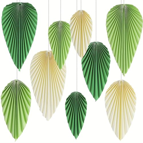 9 Ventagli Decorazioni Carta Ventaglio Verde Ghirlanda di Carta Set di Ghirlande Decorative per Compleanni, Matrimoni, Lauree, Feste per Bambini e Feste in Giardino