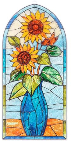 Ideen mit Herz Diamond-Painting-fönsterbild | Glaskonstutseende | dekoration och gör-det-själv | material: PET (solros)