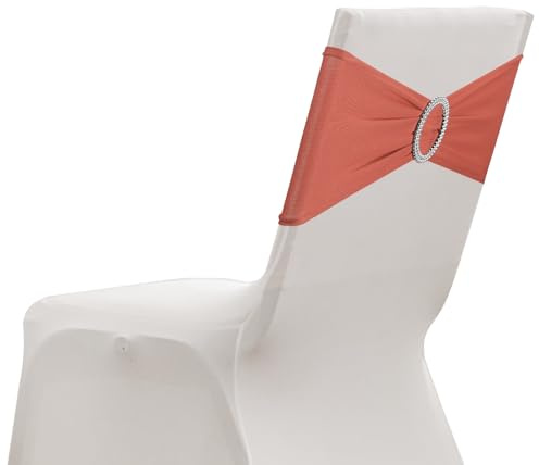 sourcing map Paquete de 20 bandas elásticas para silla, banda elástica para silla con hebilla deslizante, lazos elásticos universales para bodas, fiestas, ceremonias, eventos, decoración, color rojo
