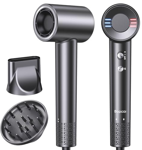 Bopcal Phon Capelli Professional con Ionico, Asciugacapelli da Viaggio 100-240V, 170.000 giri/min High-Speed Asciugacapelli con 500 Milioni di Ionico Negativi, Anti-Crespo, come Regalo ZCY891-M