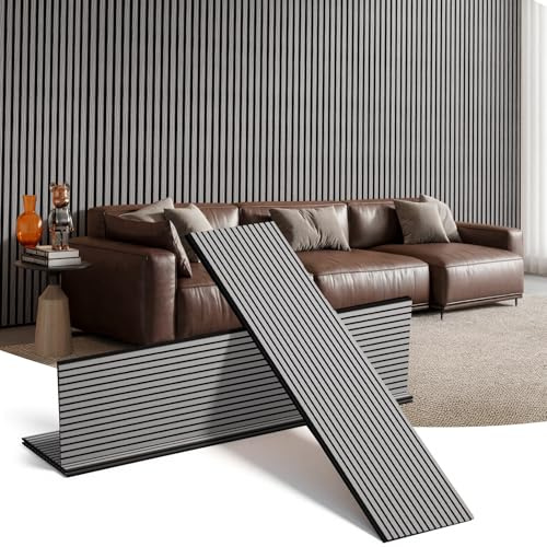 INMOZATA 4 Pack Wooden Acoustic Wall Panels,240x60cm,Dark Grey
