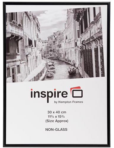 Hampton Frames | Aluminium Poster Certificate Photo Frame, 30x40cm, Black, Acrylic Front | Brushed Satin Finish, Wall Hanging, Easy Access | Display Photos, Art, Certificates