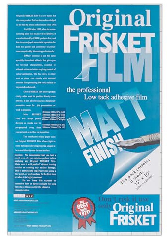 Frisket Low Tack Film Matt Sheets, Clear, 381mm x 254mm, Pack Of 8 Sheets, Fine Cut Vinyl, Cuts Cleanly, Removable Adhesive, Self-Adhering, Durable, For Pencil Drawing