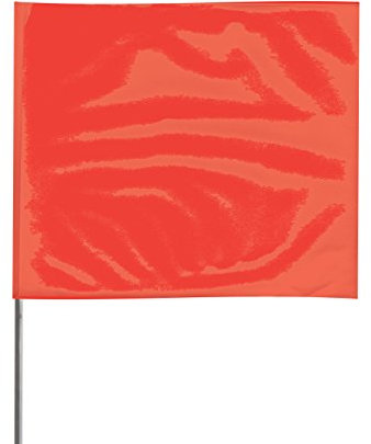 Presco 21 in. Steel Wire Staff Marking Flags [2.5 in. x 3 in. Flag]: 2 in. x 21 in. (Neon Red) / 12-Flags