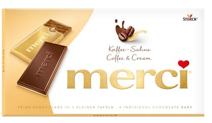 merci Tafelschokolade Kaffee-Sahne – 1 x 100g – Feinste Täfelchen aus Edel-Kaffee-Sahneschokolade auf Weißer Schokolade