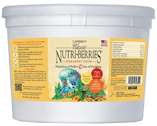 LAFEBER'S Classic Nutri-Berries Pet Bird Food, Made with Non-GMO and Human-Grade Ingredients, for Parakeets (Budgies), 4 lb