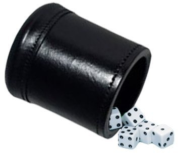 Deluxe Leather Dice Cup with Five Dice - Dark Mahogany Color