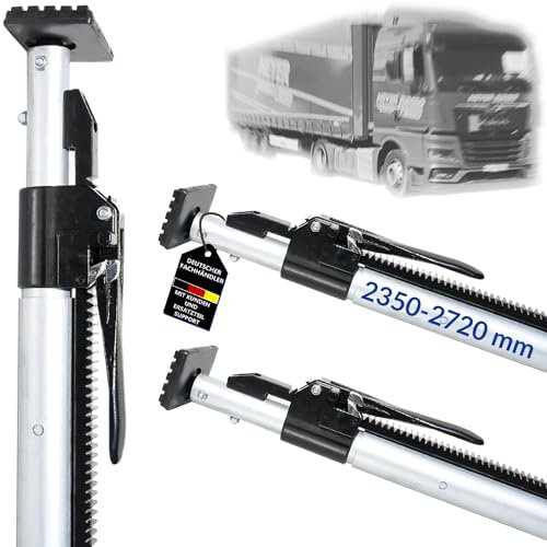 2 barras de sujeción, barra de bloqueo, barra de bloqueo, aluminio, camión, 2350 – 2720 mm, seguridad de carga y seguridad de transporte para coches, camiones, remolques y furgonetas