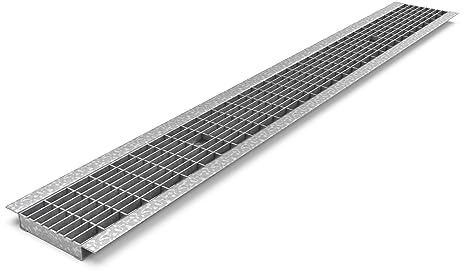 Vodaland Galvanized Stamped Steel Grate B Class 39.4 L x 5.4 Wx .4 H for Use with 4 Inch Internal Trench Drain ADA Rated