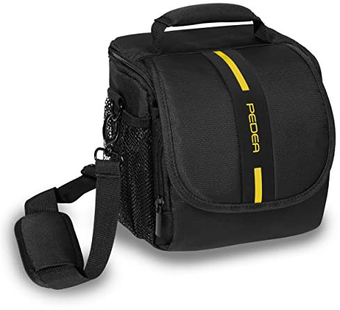 Pedea Kameratasche Essex für Spiegelreflexkamera DSLR SLR Fototasche für DLSM Systemkamera Objektive und Zubehör mit Regenschutzhülle, Gr. M gelb