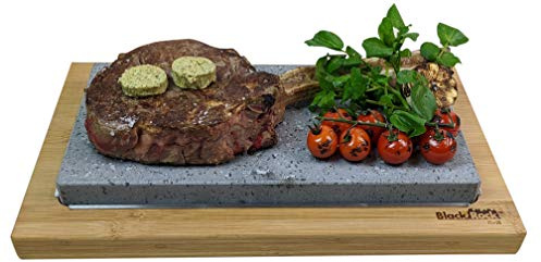 Black Rock Grill Ultimate Sharing Steak Stone Set - Restaurant-Grade Lava Stone for Superior Heat & Flavor