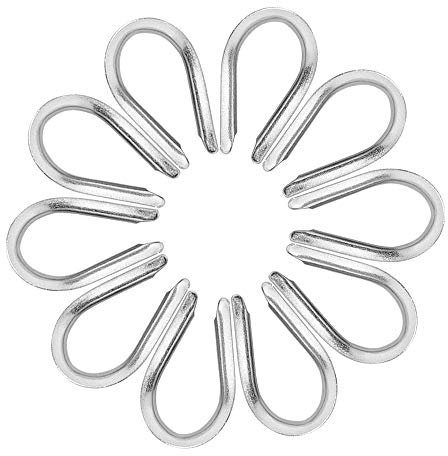 IMAGINE 10 Stück (Größe Wählbar: 1/8 5/32 3/16 1/4 1/6) 304 Edelstahl Kabelkausche Herz Kausche Kabel Stahldraht Seil Rigging Material (M3:1/8)