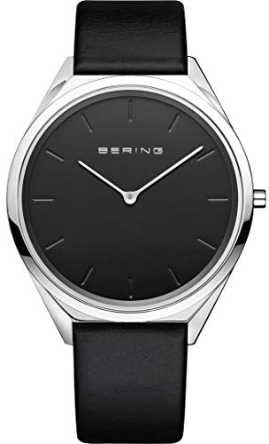 BERING Damen und Herren Uhr Quarz Movement - Ultra Slim Collection mit Kalbsleder und Saphirglas 17039-402 Armbandsuhren