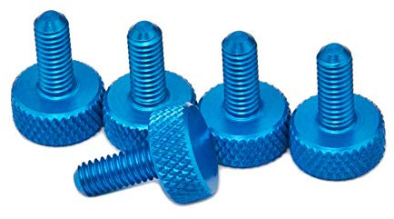 PrecisionGeek Tornillo de cabeza moleteada Aluminio Azul M3 x 10mm 5pz