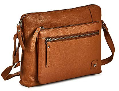 Leather Crossbody Bags for Women Small Soft Genuine Pebbled Sling Shoulder Handbag Crossover Purse with Full Adjustable Strap (Cognac Nappa)