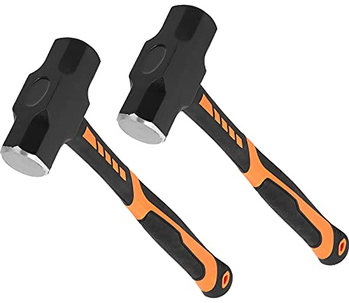 JOIKIT 2 PCS 4lb Sledge Hammer, 14.5 Inch Drilling Crack Hammer with Forged Steel Head and Non-Slip Handle, Solid Construction for Demolition Work