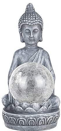 Haushalt International HI 70407 LED Solar Buddha mit Glaskugel und Farbwechsel