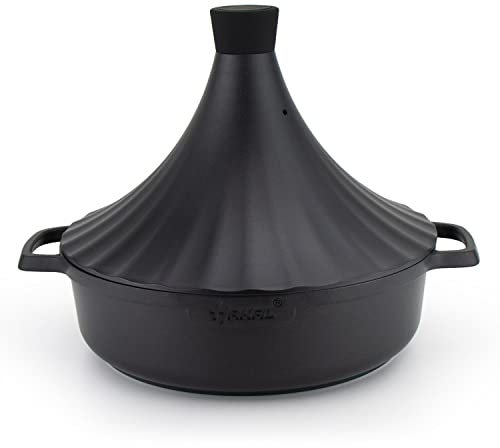 Marokkanische Tajine Morocco Ø 28 cm Induktion Mattes Schwarz, Tajin, Tagen, Gartopf, Kochtopf, in drei Farben erhältlich, Schmortopf, Premium Qualität, für alle Herdarten und Backofen geeignet