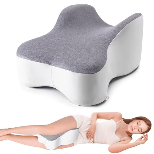 Long 14” Knee Pillow for Side Sleeper Fully Support Thighs and Knees for Required Knee Separation- Leg Pillow for Side Sleeping Between Legs Aligns Spin- Large, Gray