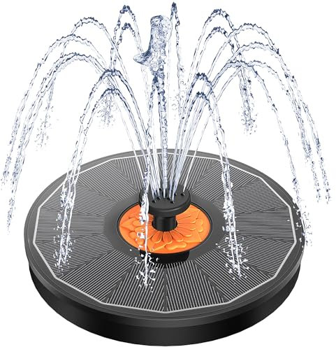 Yzert Fontana Solare 3.5W, 2024 Nuovo Pompa ad Acqua Solare, Fontana da Giardino Esterno con 7 Ugelli & 4 Fissatori per Laghetto, Piscina, Acquario, Vaso dei Pesci e Bagno per Uccelli (Nero)