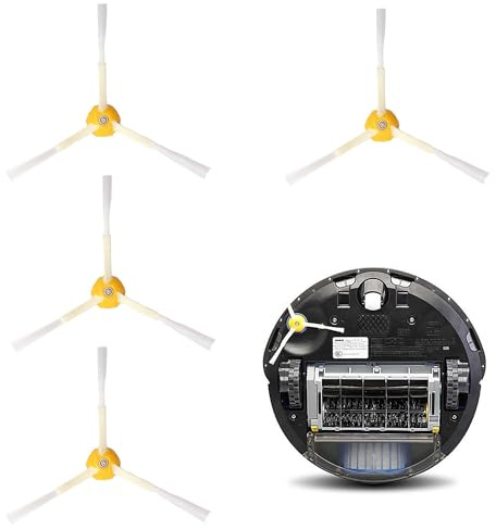 Juego de 4 cepillos de repuesto, accesorios para aspiradora con 3 cepillos laterales para iRobot Roomba 600/700/800/900 Series 614 675 692 677 850 860 865 870 880 885 890 960Roomba Accesorios Robot