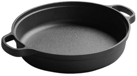 Aublinto Wok Wok di alta qualità in ghisa smaltata per arrostire tagliente, cucina asiatica adatta per fornelli e barbecue, padella in ghisa perfetta per barbecue a gas, forno e paella