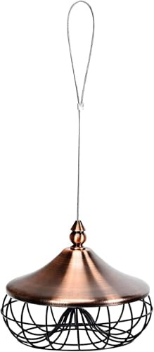 FANTASK Soporte de Metal para albóndigas de carbonero con Rejilla de Hierro para pájaros Silvestres, 17 x 17 x 14 cm, estación de alimentación para jardín, balcón, terraza, comedero para pájaros para