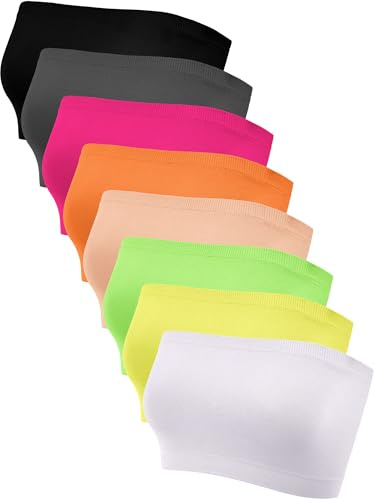 Bencailor 8 Piezas de Top Bandeau para Mujer, sin Tirantes, sin Relleno, sin Costuras, Brasier Deportivo elástico
