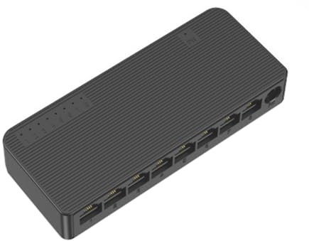 Eighosee Switch di Rete Mini Switch Ethernet 8 Porte Switcher Intelligente Ad Alte Prestazioni da 100 Mbps Hub RJ45 Iniettore Internet, Spina UE Facile Installazione Facile da Usare