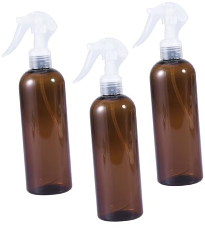 Anneome 3 piezas Botellas Spray Vacías de Plástico Duradero Pulverizador de Agua Recargable Diseño Ergonómico Marrón para Peluquería y Doméstico