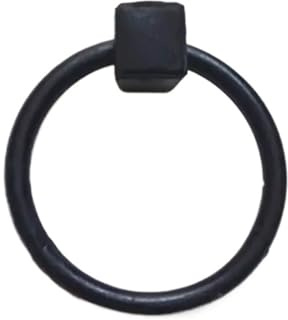 Aldaba Puerta Anillo Antiguo, Aldaba de puerta antigua de hierro fundido con anilla de madera simple, color negro, diámetro 11,5/16,5 cm.(Diameter 11.5cm)