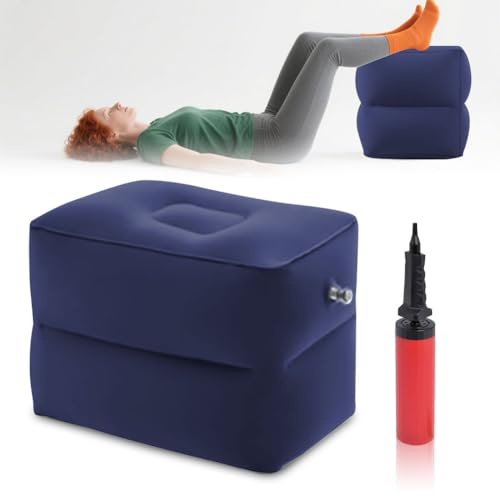 Tutamaz Cubo per dischi intervertebrali, cubo per letto a gradini, cubo di posizionamento dei gradini, cuscino gonfiabile, cuscino per disco, supporto gambe per esercizi sulla schiena (blu scuro)