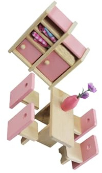 Zambuph Ensemble de Meubles Miniatures en Bois pour Maison de poupée, idéal pour Les Jeux d'imitation. Cadeau Parfait pour Les garçons et Filles. Activité Manuelle et ludique, garantissant durabilité