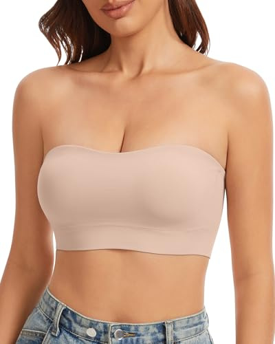 LEYSHE axelbandslös bh utan bygel vadderad sömlös bandeau bh dam utan remmar bra grepp push up strapless BH med transparenta remmar