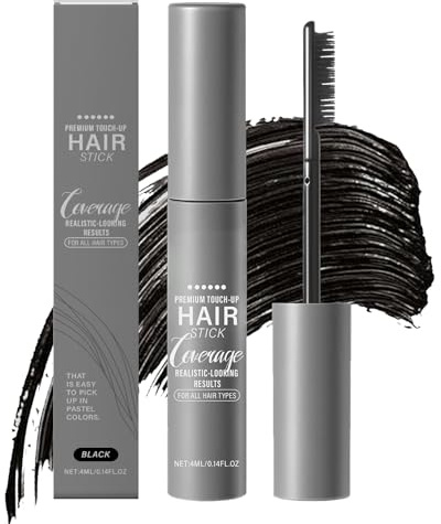 Mascara per capelli, nero, 4 ml, stick per capelli per coprire l'attaccatura dei capelli e coprire i capelli grigi, tintura precisa per linea frontale, riga e ciocche, impermeabile, resistente al