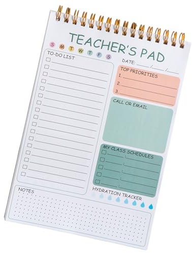 Agenda giornaliera 52 fogli con rilegatura a doppia spirale, diario per piani di lezione e orari, blocco per educatori