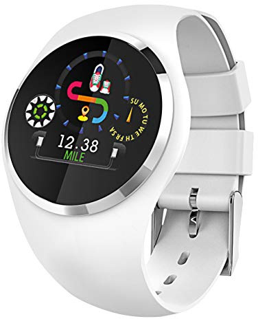 Atlanta Fitness Tracker mit Herzfrequenz Blutdruck Schlaf Schritte Farbdisplay mit Animation Smartwatch Armband Uhr - 9703-0 Weiß