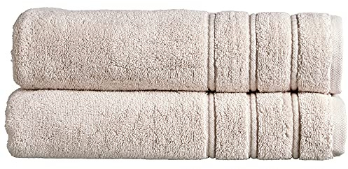 Christy Antalya Large Bath Sheets | Set of 2 | 100% Turkish Cotton | 600GSM | Soft Plush Luxury Bath Towels | 90cm x 150cm | Quick Dry | Pumice Beige