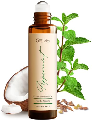 Gya Labs Peppermint Essential Oil Roll on - Cooling Relief for Head Comfort, Motion Ease, Pure Peppermint Oil Roll on, 100% Pure and Natural Aromatherapy Oil, Travel Size, Alcohol Free (10ml)