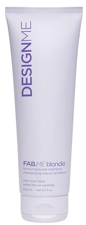 Design.Me FAB.ME Blonde Fortifying Purple Shampoo | Toning Purple Shampoo for Blonde Hair - Neutralizes Brass and Yellow Tones | Enriched with Hyaluronic Acid | Color Depositing Formula