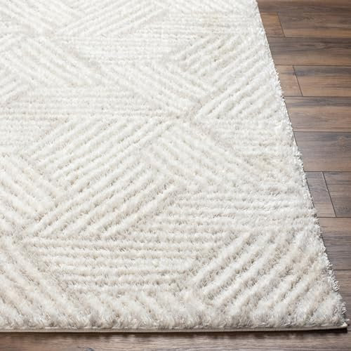 Livabliss Kapan Shaggy Rug - Modern Berber Rugs Living Room, Large 160x213 cm, Soft Shaggy Rugs for Bedroom - Neutral Boho Fluffy Rug, Easy Care Plush Thick Pile - Cream and Light Beige