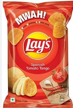 Lay's Chips y aperitivos ondulados crujientes (paquete de 4) perfectos para aperitivos deliciosos y sabrosos canastas de regalo vendidas por Kidzbuzz (Lay's Spanish Tomate Tango)