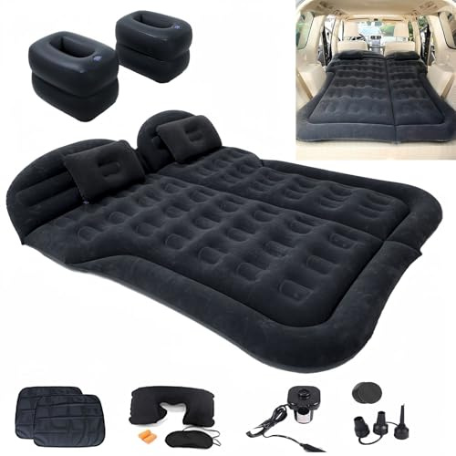 Icelus Colchón De Aire para Cama del Asiento Trasero del Coche y SUV - Bomba Inflable Universal para Dormir en el Camping y en Viajes