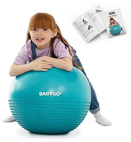 BABYGO® Sensory Peanut Ball for Kids, Autism & Therapy + Pump | Builds Balance, Coordination & Core Strength, Calms Before a Meltdown, Rolls Front to Back Only for Stability, Anti-Burst