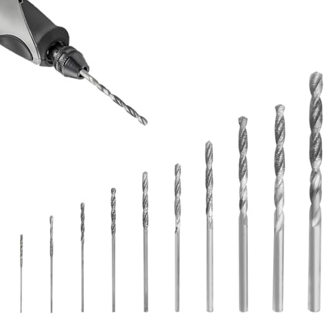 10Pcs Twist Drill Bits, Diamond Tipped Drill Bit Set Heavy Duty Micro, Diamond Drill Bit Set for Glass Tile Jewelry 0.8 mm 1.0 mm 1.2 mm 1.5 mm 1.8 mm 2.0 mm 2.5 mm 3.0 mm 3.5 mm 4.0 mm