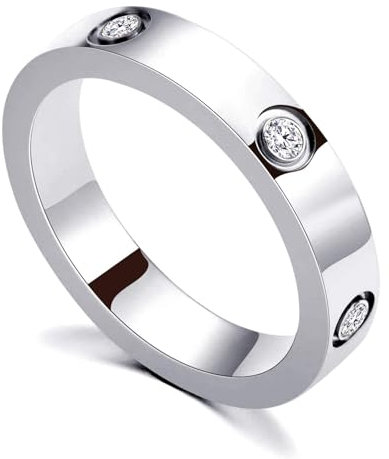 RIXERKOC Liebe Freundschaft Ring für Damen Cubic Zirkonia Edelstahl Versprechen Ring Hochzeit Band Schmuck Valentinstag Geburtstag Geschenke für Frauen Mädchen (8, Silber)