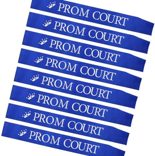 NAUXIUDSJS Prom Court Sashes Set of 8, Prom Sashes for Prom Court High School Dance Party Costume Event Graduation Party Cosplay Pageants Prom Party Accessories, Blue