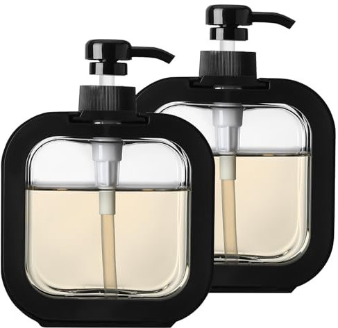 2 Pz 500ML Dispenser Sapone Bagno Nero, Dispenser Shampoo e Bagnoschiuma, Dosatore Sapone Bagno con Pompa in plastica, Flaconi Pompa per Liquido Detersivo Piatti Gel Doccia